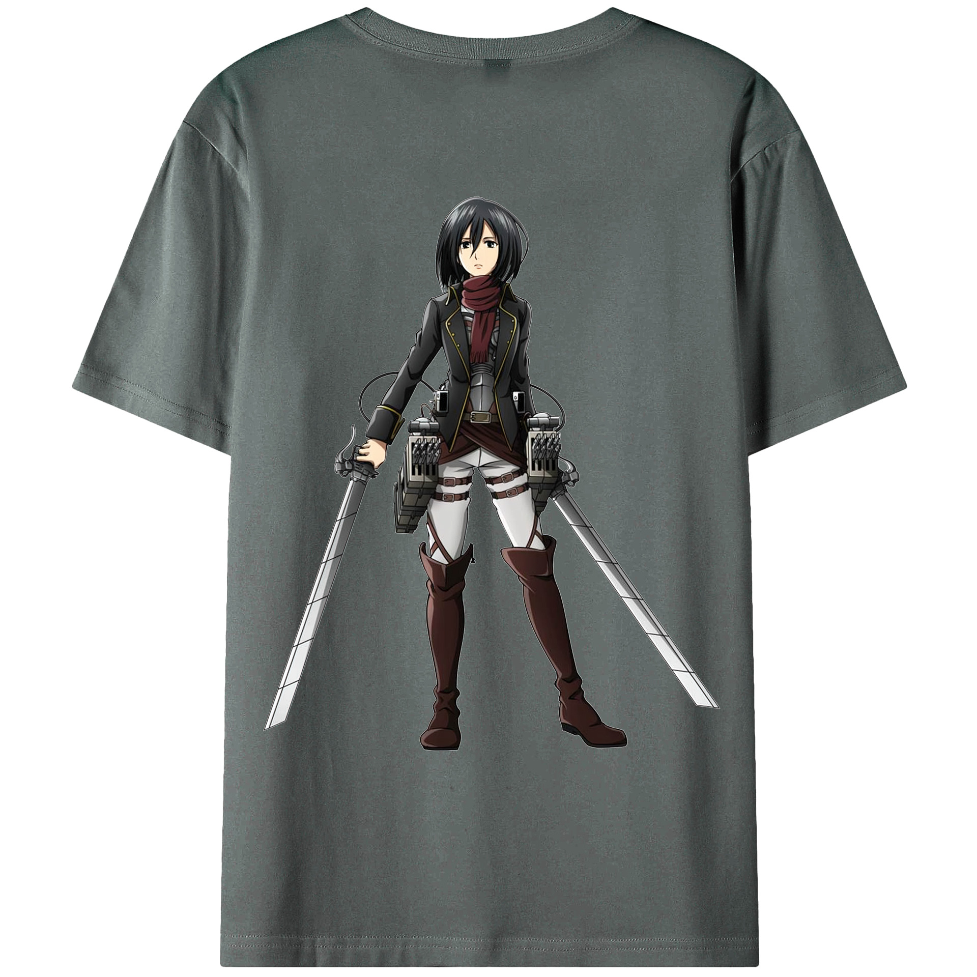 （画像用） 進撃の巨人 ミカサ·アッカーマン Attack on Titan Mikasa Ackerman 綿100％ メンズ半袖Tシャツ（バックプリント） 通気性